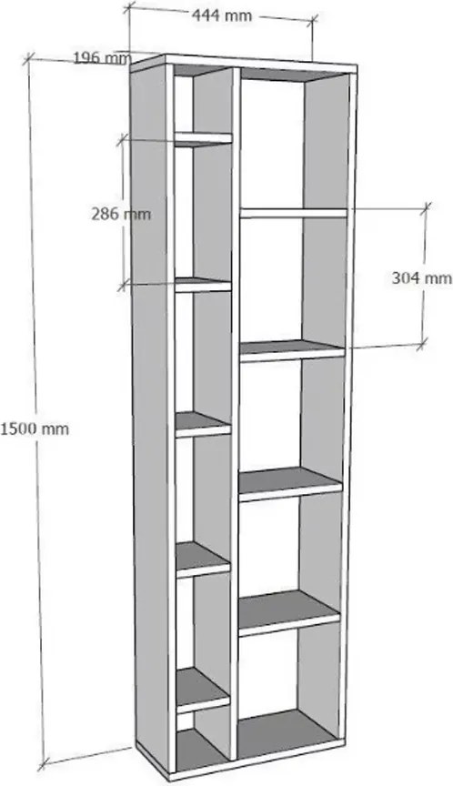 Polcos tároló könyvespolc 38x35x155cm fehér KH13-1