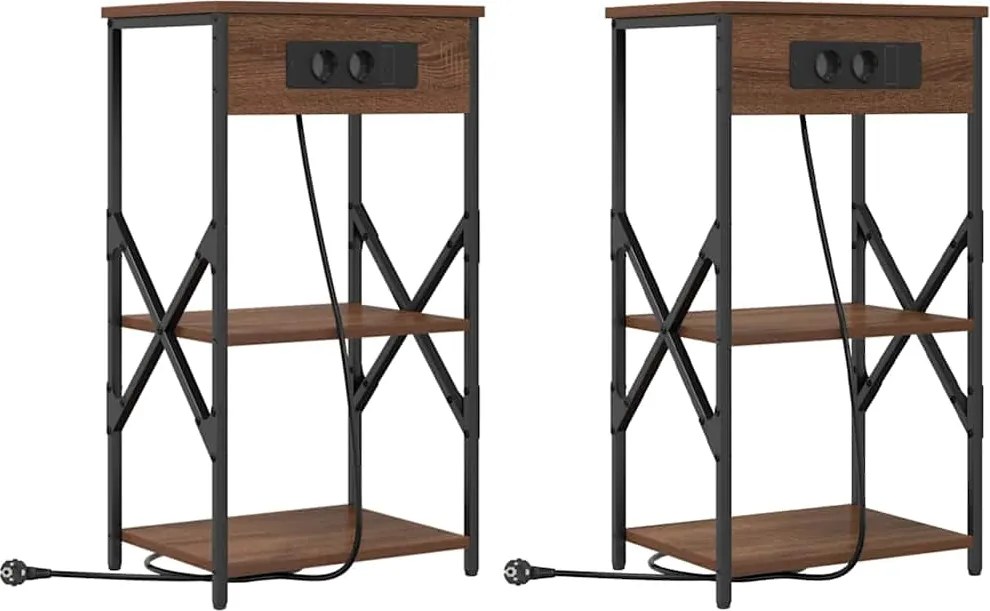 vidaXL Éjjeliszekrény 2 pcs Barna Tölgy 41 x 31 x 76 cm Faanyag