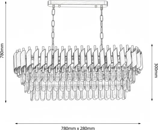 Brilagi - Láncos csillár ECLIPSE 10xE14/10W/230V 78x28 cm ezüstszínű