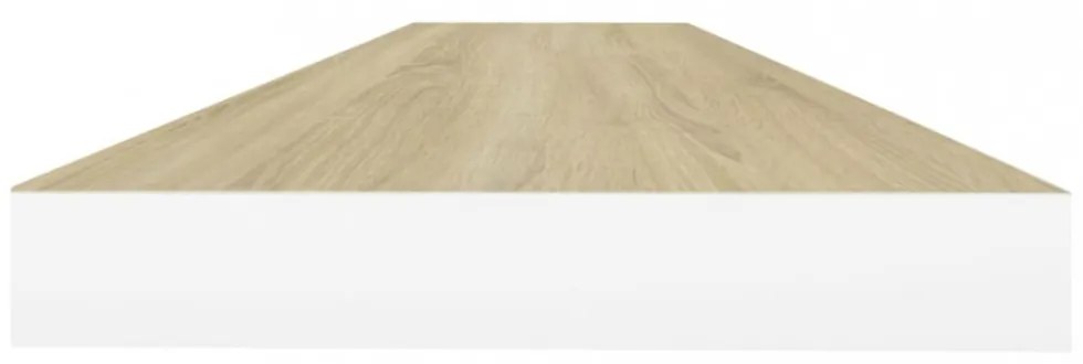 tölgyszínű és fehér MDF lebegő fali polc 120 x 23,5 x 3,8 cm