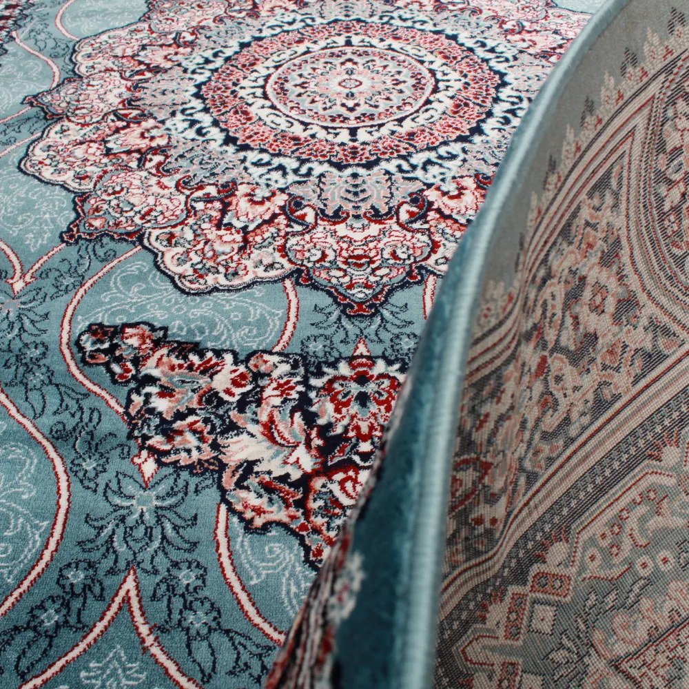 Gépi perzsa szőnyeg türkiz kék Tabriz 200x300 klasszikus nappali szőnyeg