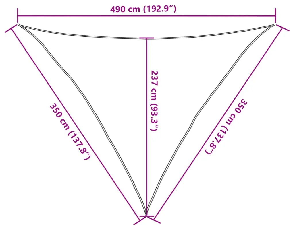 világoszöld HDPE napvitorla 160 g/m² 3,5 x 3,5 x 4,9 m