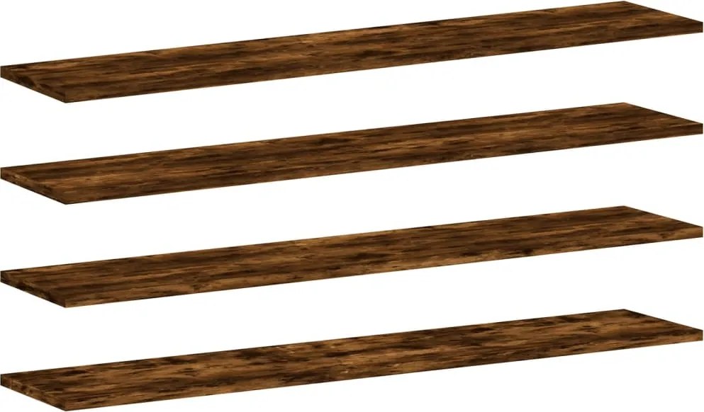 vidaXL 4 db füstös tölgy színű szerelt fa fali polc 100 x 20 x 1,5 cm