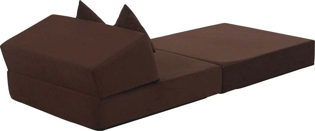 Összecsukható matrac/fotel, 2v1, barna, PELOS