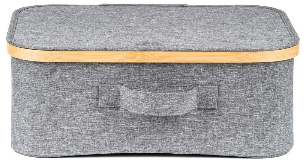 G21 tárolódoboz 40 x 30 x 15 cm, bambusz, fedéllel, szürke
