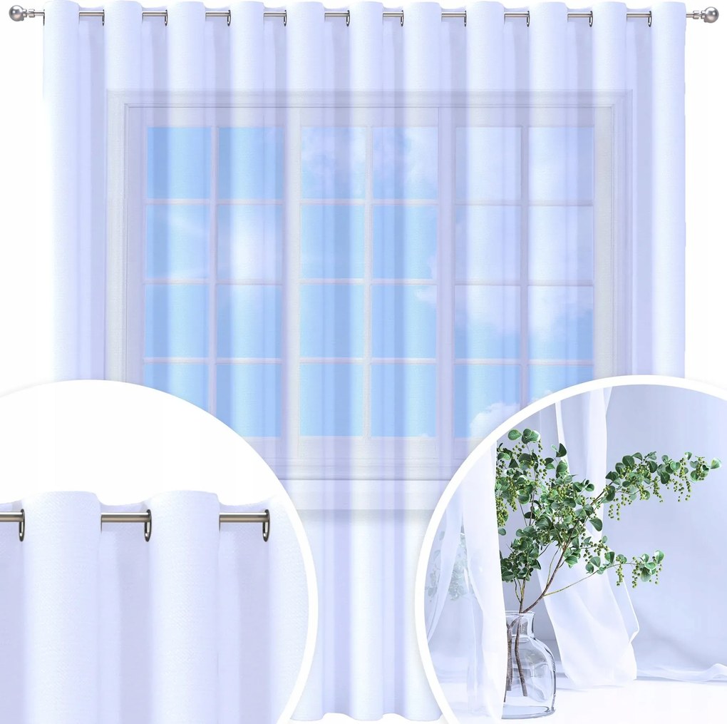 Függöny Kész Fátyol Fehér 400X240 CM Függöny Átvezető Függöny