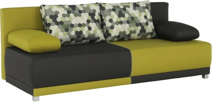 Kinyitható kanapé,  szürke|zöld|minta párnák,  SPIKER