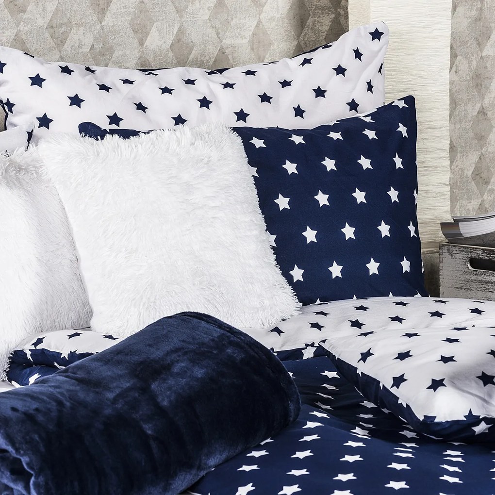 4Home pamut ágyneműhuzat Stars Navy blue, 220 x 200 cm, 2 db 70 x 90 cm
