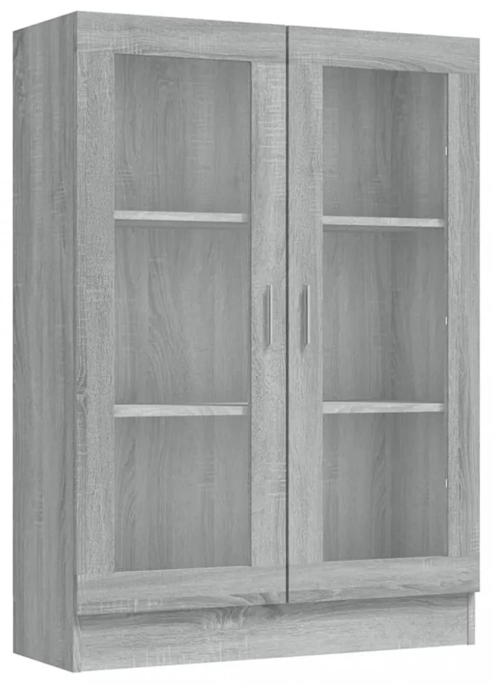 szürke sonoma színű szerelt fa vitrinszekrény 82,5x30,5x115 cm