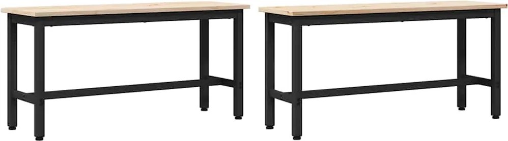 vidaXL Étkező padok 2 pcs Természetes 100 x 32,5 x 49 cm Tömör fenyőfa