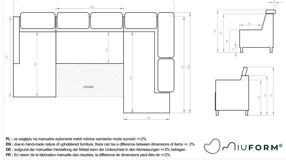 Világosbarna bársony kinyitható sarokkanapé (bal oldali-"U" alakú) Sweet Harmony – Miuform