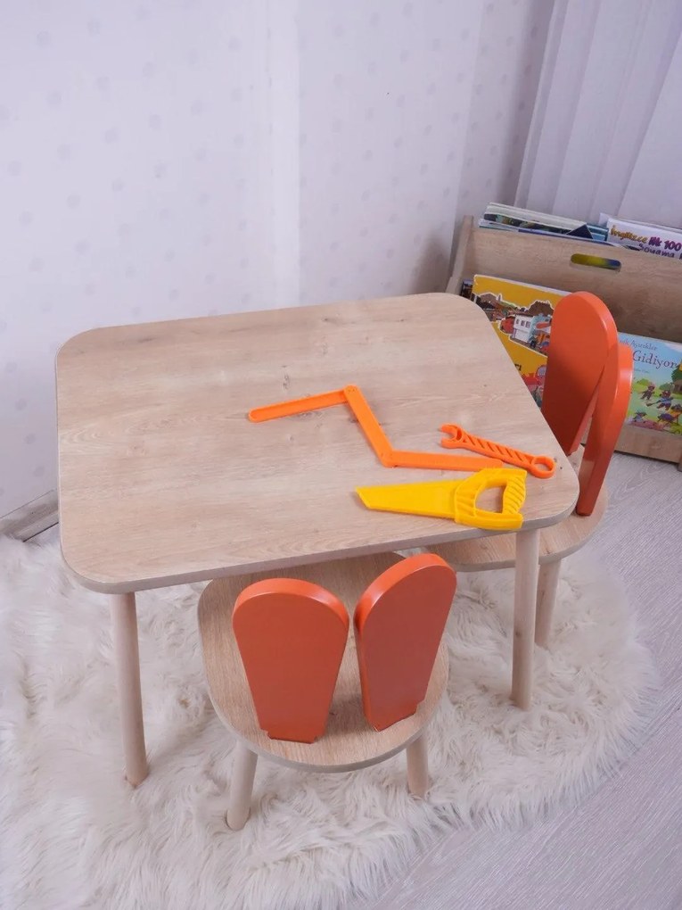 Gyerekasztal székekkel Bunny One Chair Set - Orange, Brown