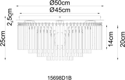 Globo 15698D1B - Mennyezeti lámpatest GORLEY, 5x E27 (max. 60 W), 230 V, átmérő 50 cm