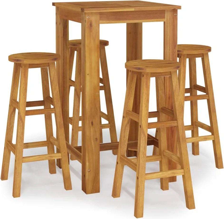 vidaXL 5 részes tömör akácfa kerti bárgarnitúra