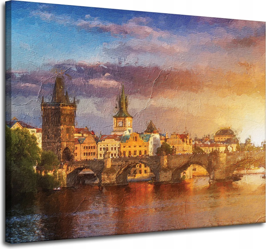 Vászonkép Olajfestmény Város Stílus Művészet Építészet 100x80 cm