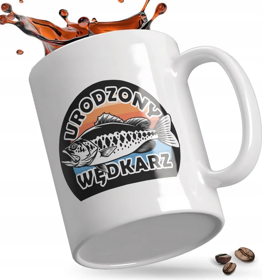 Bögre Született horgász Ajándék Horgászoknak, 330ML