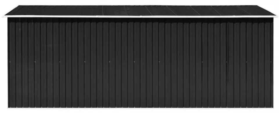antracitszürke fém kerti fészer 257 x 489 x 181 cm