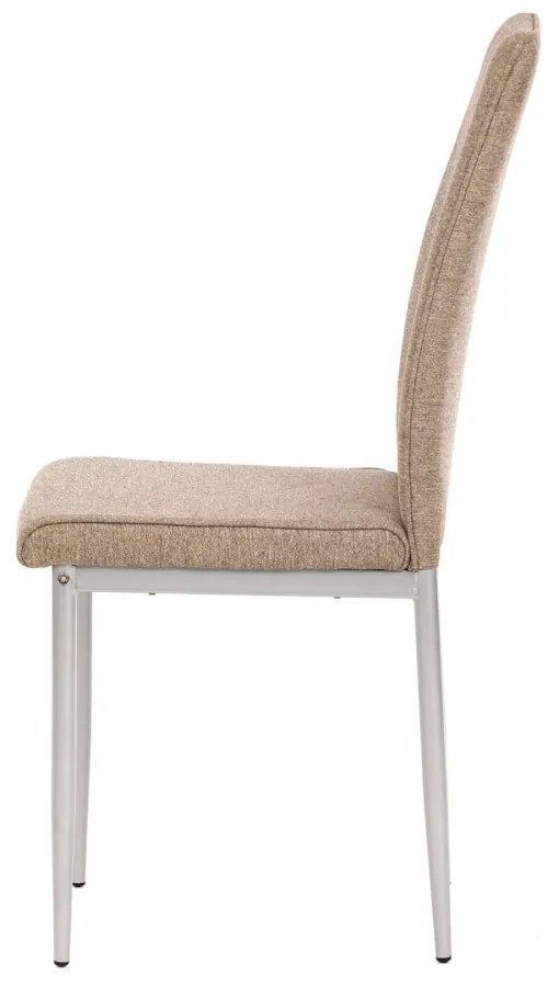 Scaun din material textil maro cu picioare din metal gri DCL-379
