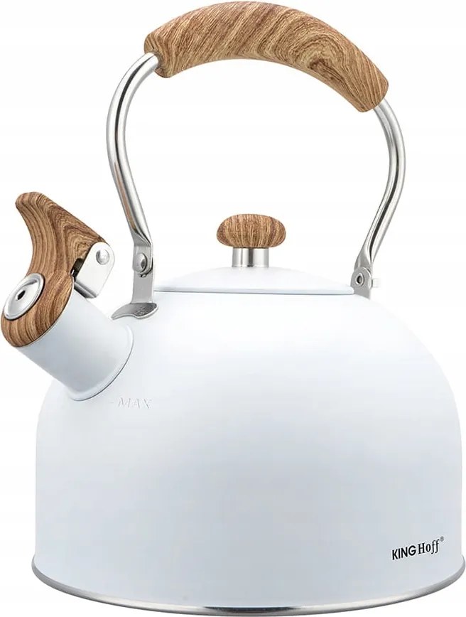 Vízforraló síppal Premium 2,5L fehér Kinghoff Premium