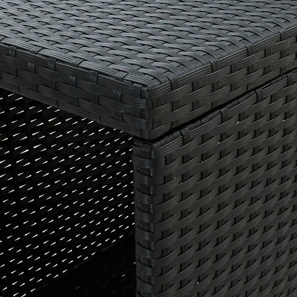 5 darabos fekete polyrattan kerti bárszett párnákkal