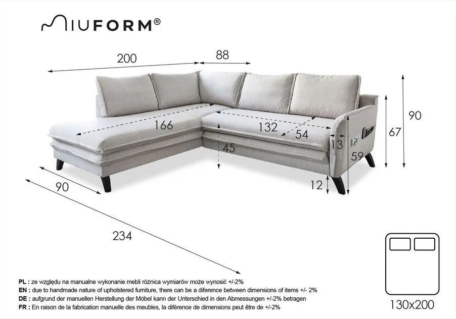 Charming Charlie L türkiz kinyitható sarokkanapé, bal oldali - Miuform