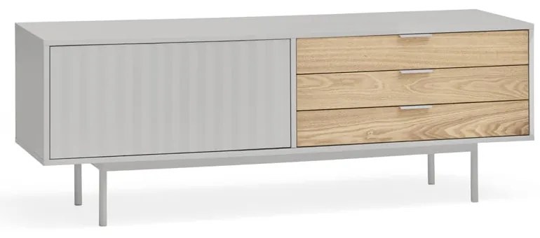 Szürke-natúr színű TV-állvány tölgyfa dekorral 140x52 cm Sierra – Teulat