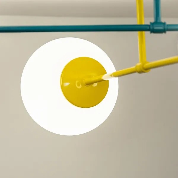 MOON felületre szerelhető csillár 4xE27/15W/230V türkiz/sárga