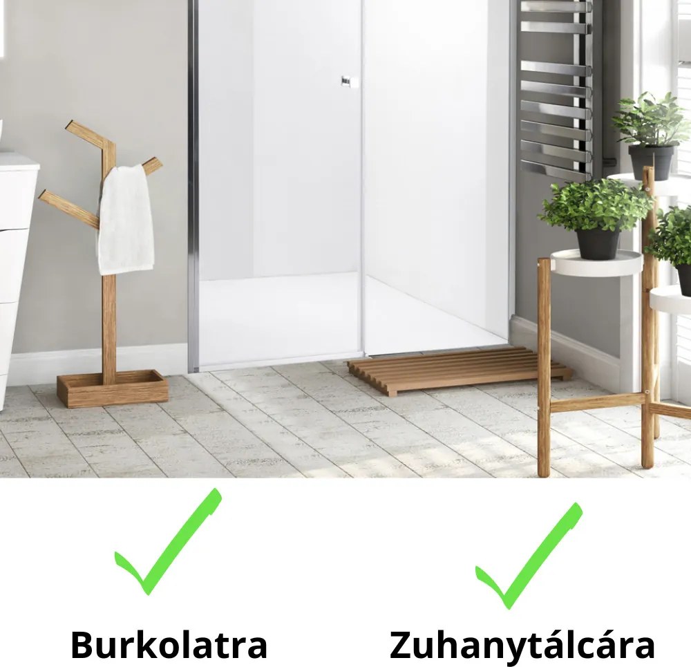 Stuxi Bari Fix 200 cm (90+110) széles nyíló zuhanyajtó fix fallal, 6 mm vízlepergető üveggel, króm profillal, 195 cm magas
