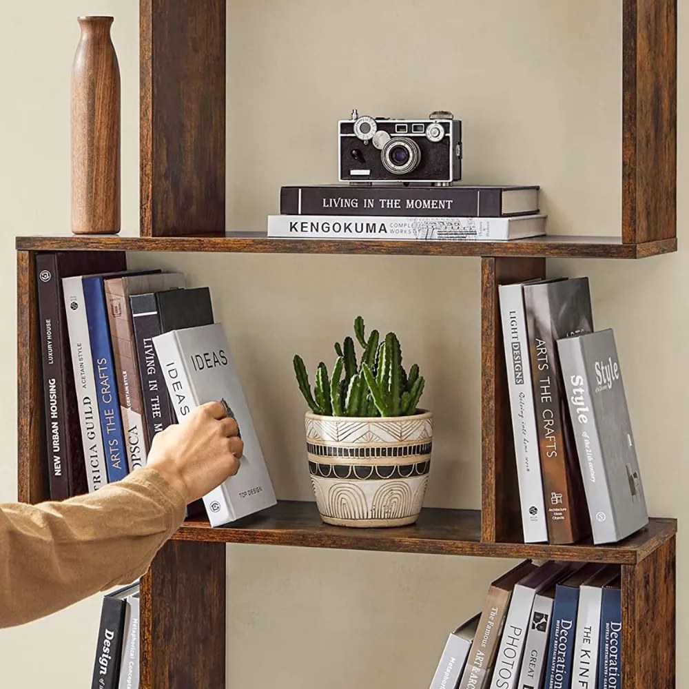 PRESTON könyvespolc, 70x24x190,5cm, barna színben Vasagle