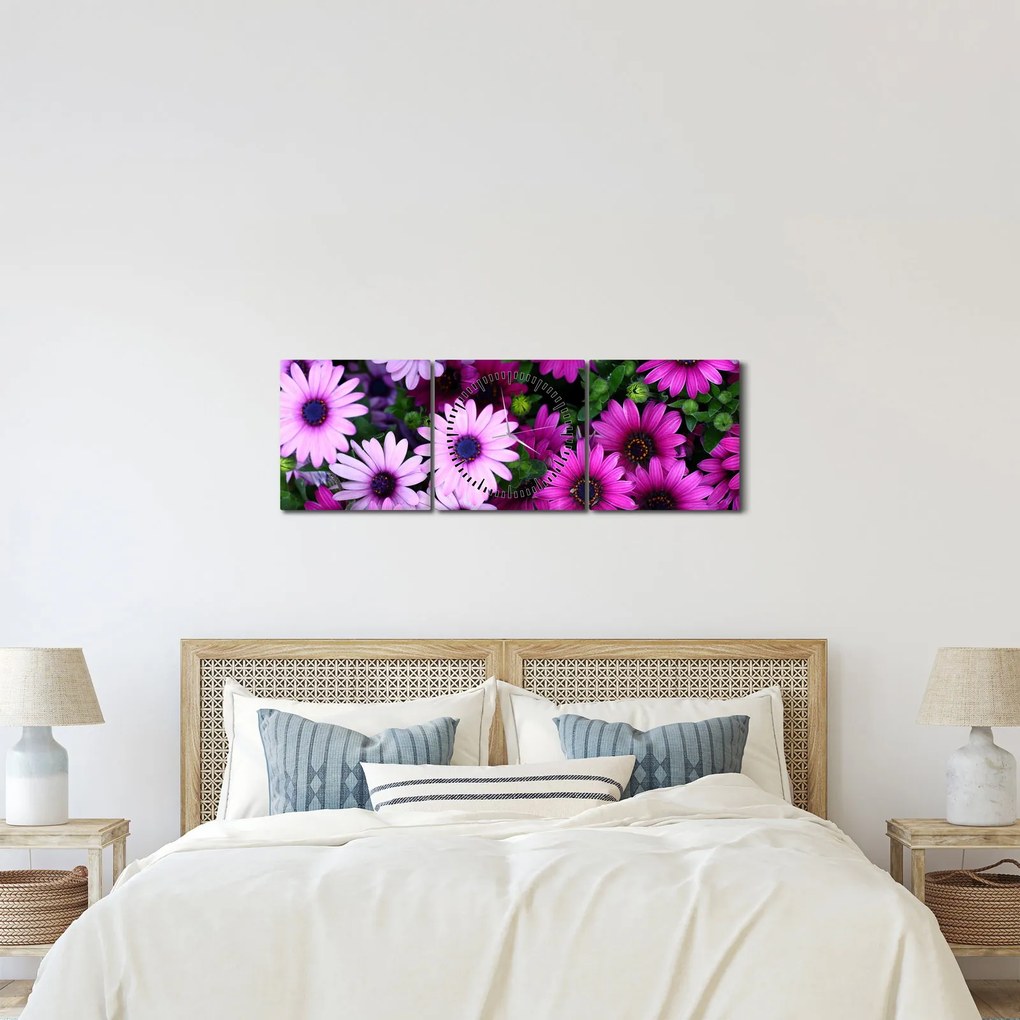 Kép - Virágok (órával) (90x30 cm)
