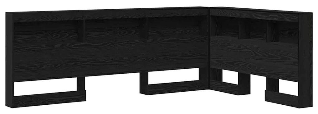 Tároló fejtámla polcokkal tárolóval Musta tammi 120 cm Faanyag