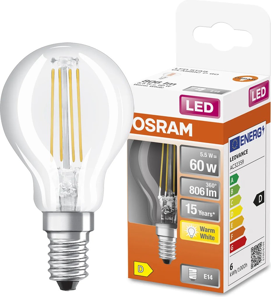 Led izzó Kis Golyó E14 5,5W 60W 2700K Osram