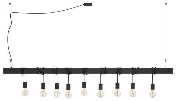 Eglo 39939 - Csillár zsinóron TOWNSHEND-B 9xE27/40W/230V fekete