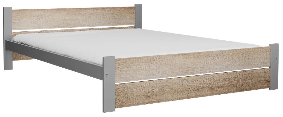 Ágy IKAROS DOUBLE 120 x 200 cm, sonoma tölgy/szürke Ágyrács: Léces ágyrács, Matrac: Sommera 18 cm matrac
