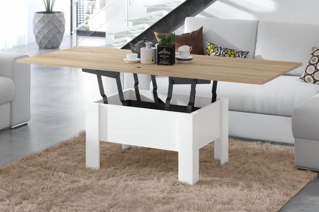 OSLO sonoma tölgy / fehér, összecsukható és kihajtható asztal