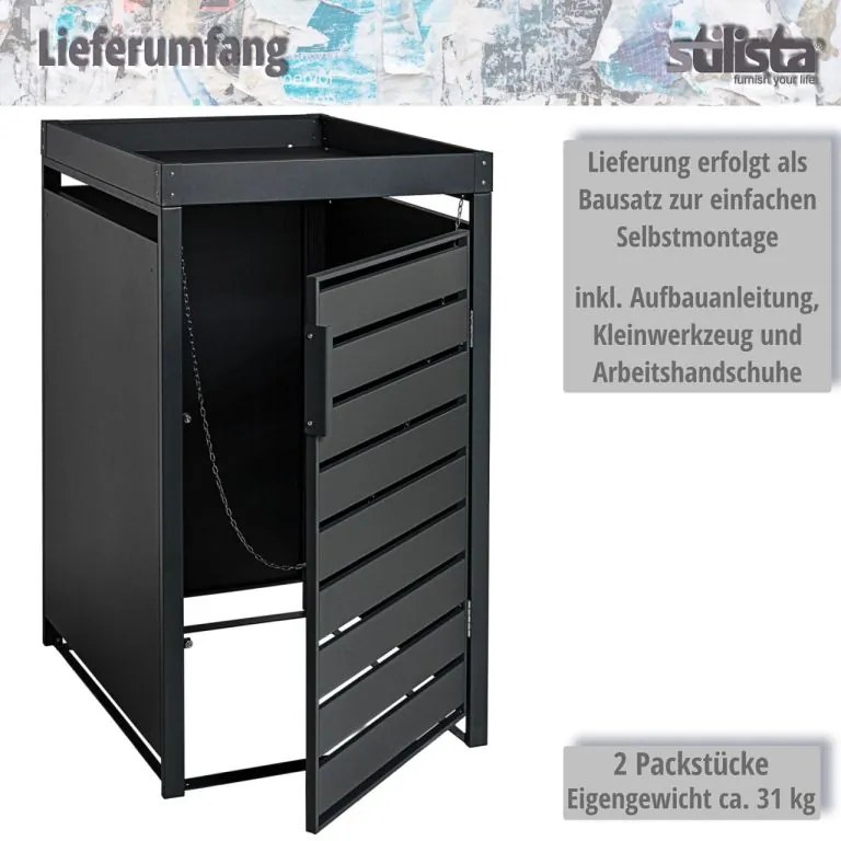 STILISTA Szekrény 1 szemetesre 68 x 124 x 80 cm antracit