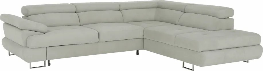 Ülőgarnitúra tárolóhellyel, világosszürke, szövet, jobbos, BUTON R