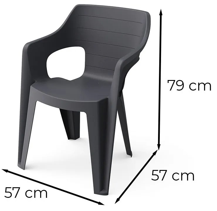 Bilboa Iowback műanyag kartámaszos kerti szék fekete