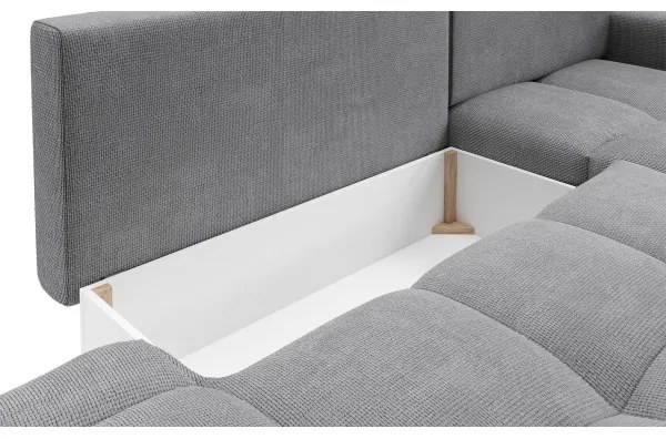 Kihúzható, kárpitozott L-alakú sarokülőgarnitúra ALMADA, jobb oldali, szürke