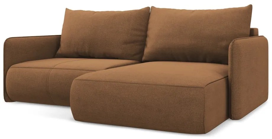 Narancssárga kinyitható-tárolóhelyes sarokkanapé (jobb oldali) Nanea – Makamii