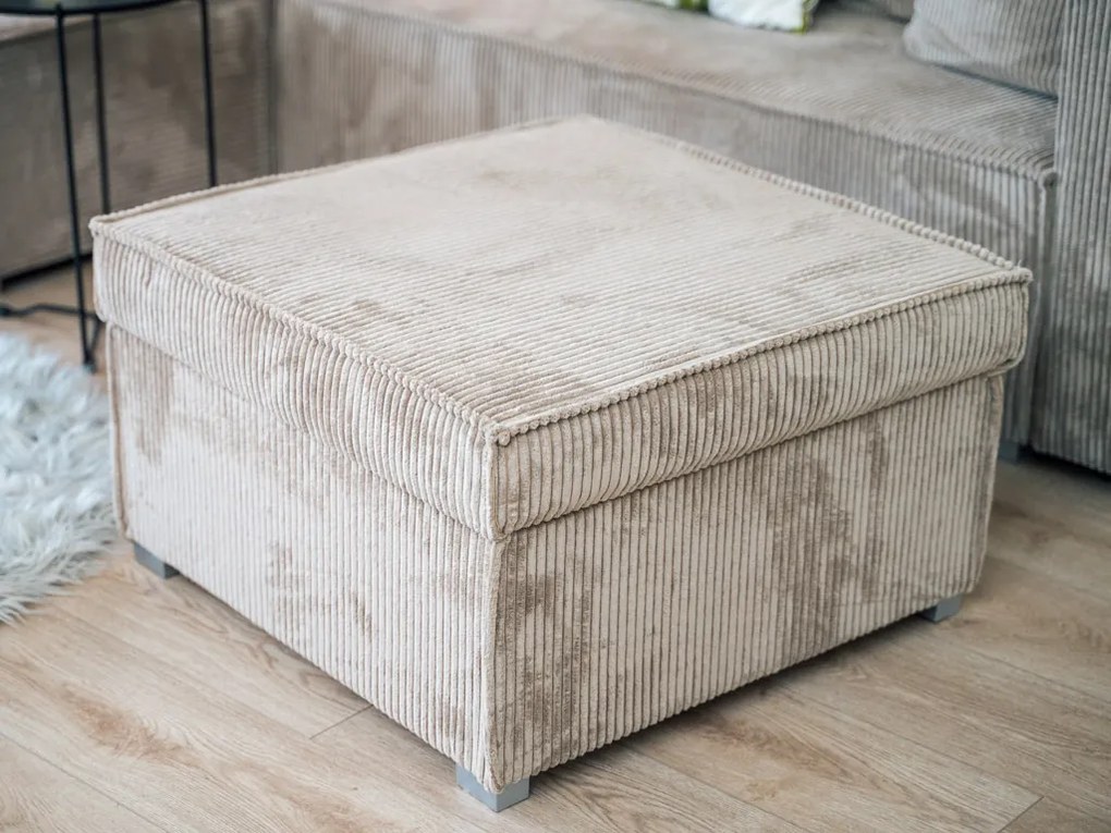 Világosbézs puff SMART COSARO tárolóval 65x65 cm