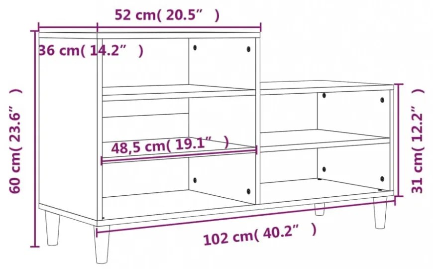 vidaXL szürke sonoma színű szerelt fa cipősszekrény 102x36x60 cm