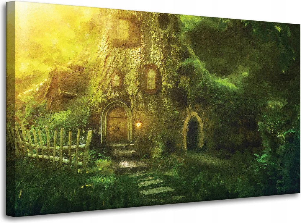 Vászonkép Ház a fában Olajfestmény 100x60 cm Ideális ajándék