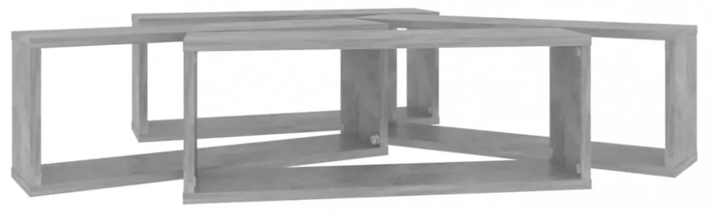 4 db betonszürke szerelt fa négyszögű fali polc 60 x 15 x 23 cm