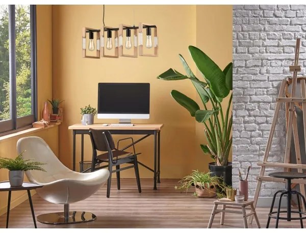 Klausen 114001 - Csillár zsinóron SERIES 4xE27/11W/230V fa/fekete