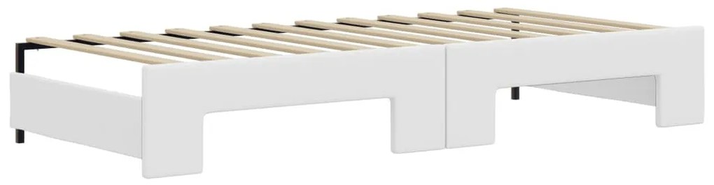 fehér kihúzható műbőr heverő matraccal 90 x 200 cm