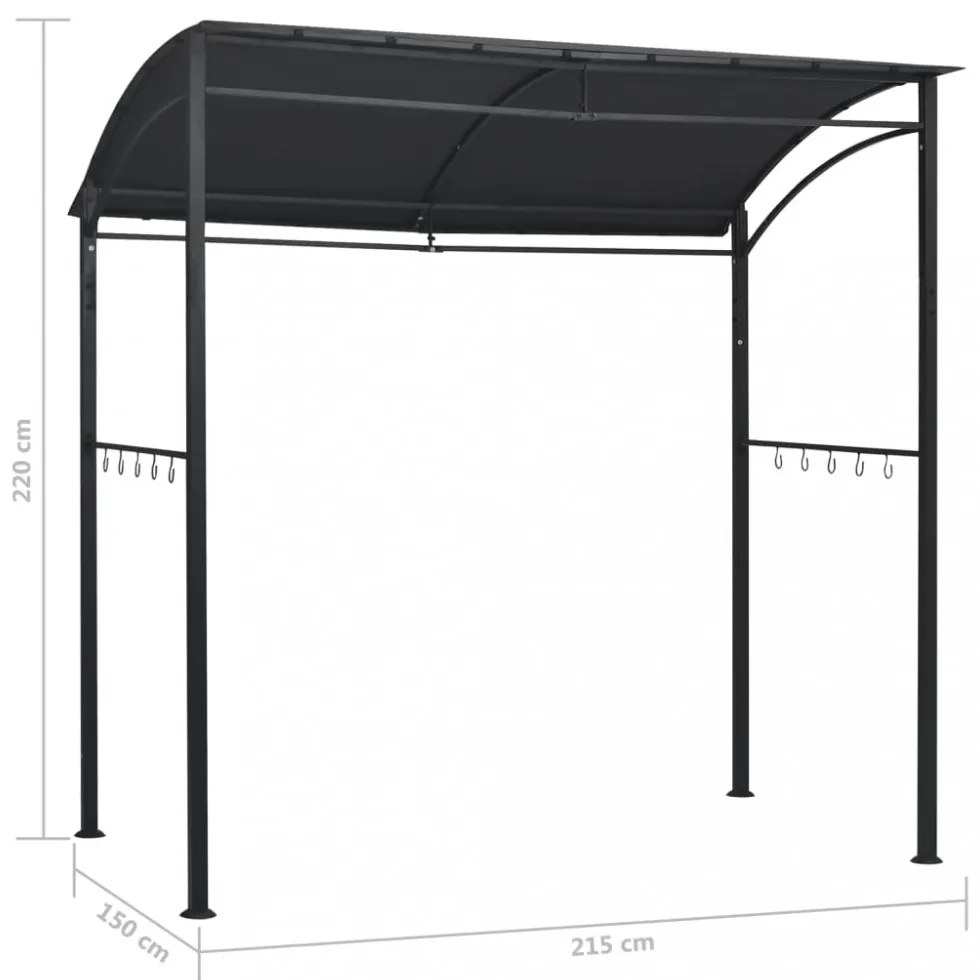 antracitszürke acél grillpavilon 215 x 150 x 220 cm