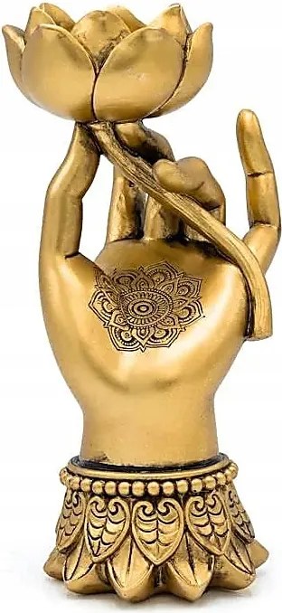 Varada Mudra arany gyertyatartó lótusz mintával figura, lakberendezés