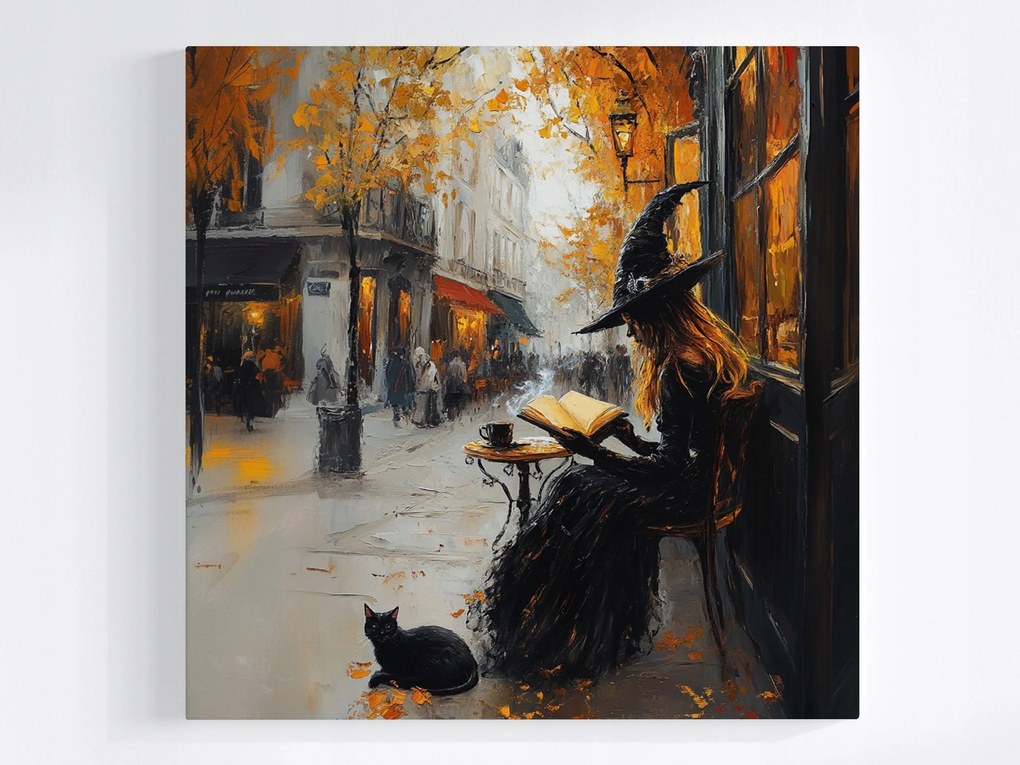 Poszter Boszorkány Kávézó Macska Ősz Kávé 80x80