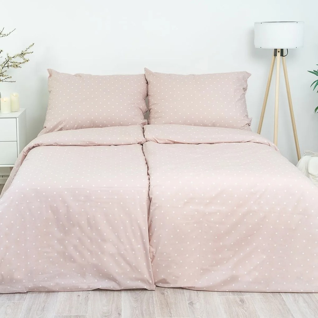 Stanex Krep lepedőhuzat Rózsaszín pöttyös, 140 x 200 cm, 70 x 90 cm